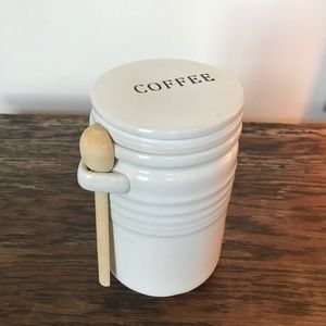 Coffee canister with wood spoon
